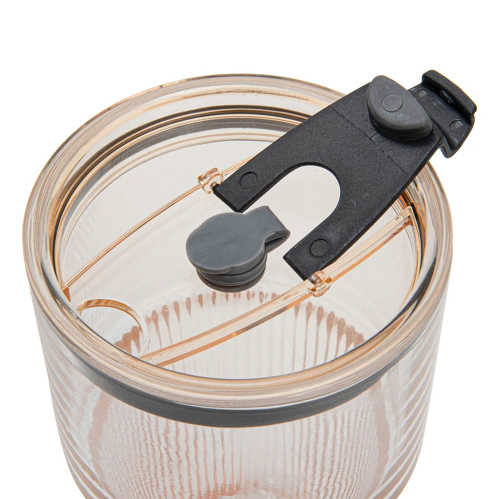 Glass with straw & lid - Orange