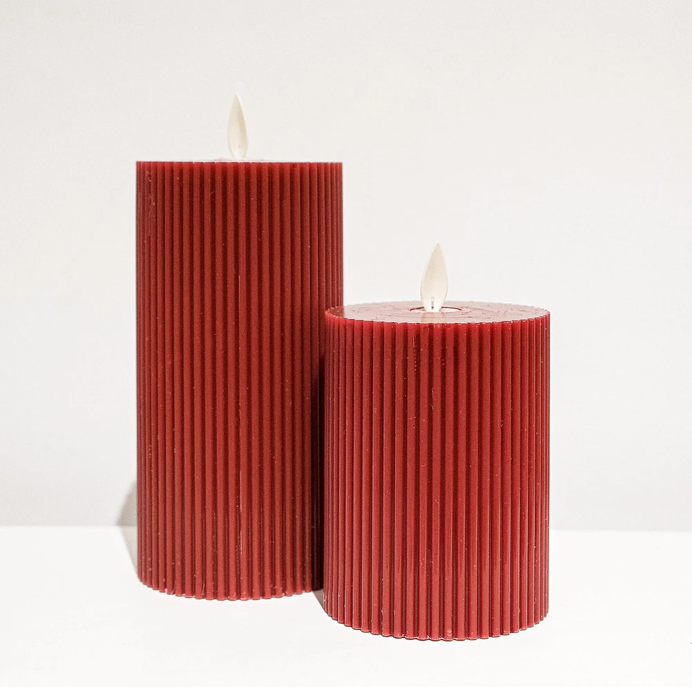 Pilier fausse flamme strié - Rouge
