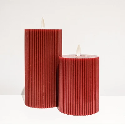 Pilier fausse flamme strié - Rouge