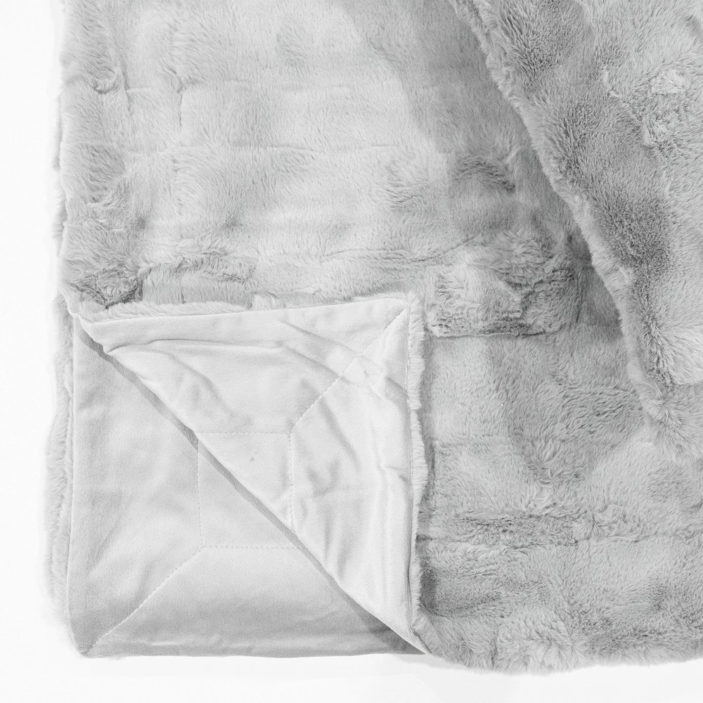 Faux fur short pile throw