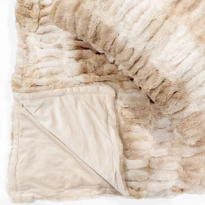 Wavy rabbit faux fur throw - Natural