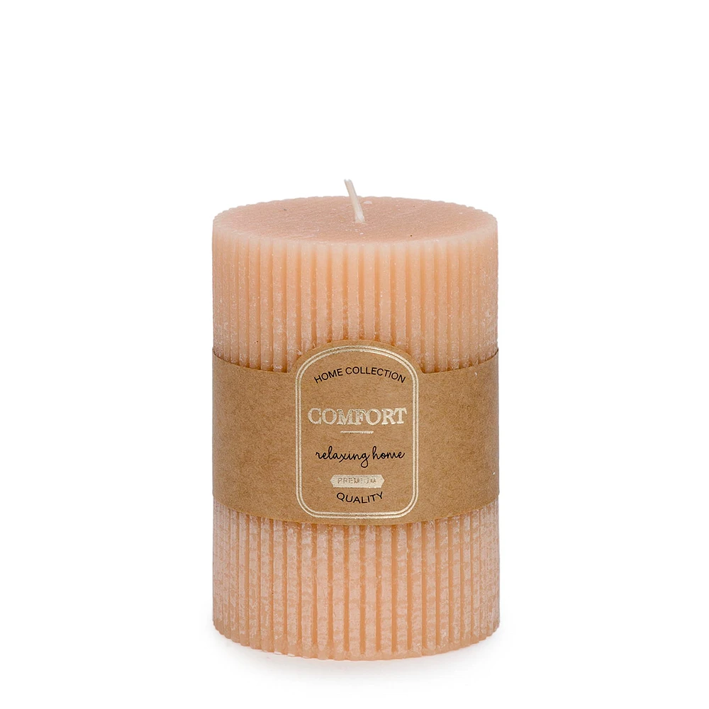 Striped pillar candle - Peach