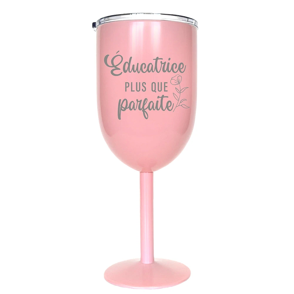 Verre à vin isotherme rose - Éducatrice