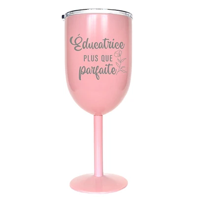 Verre à vin isotherme rose - Éducatrice