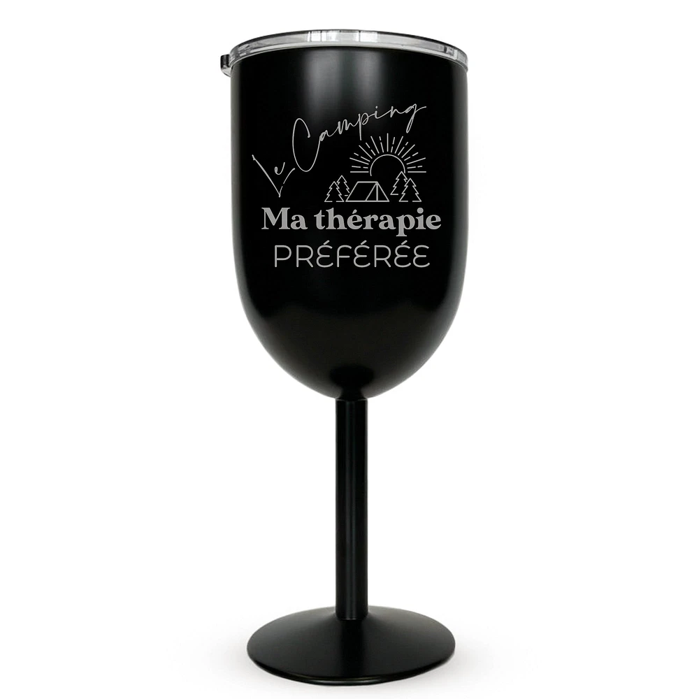 Verre à vin isotherme noir - Camping