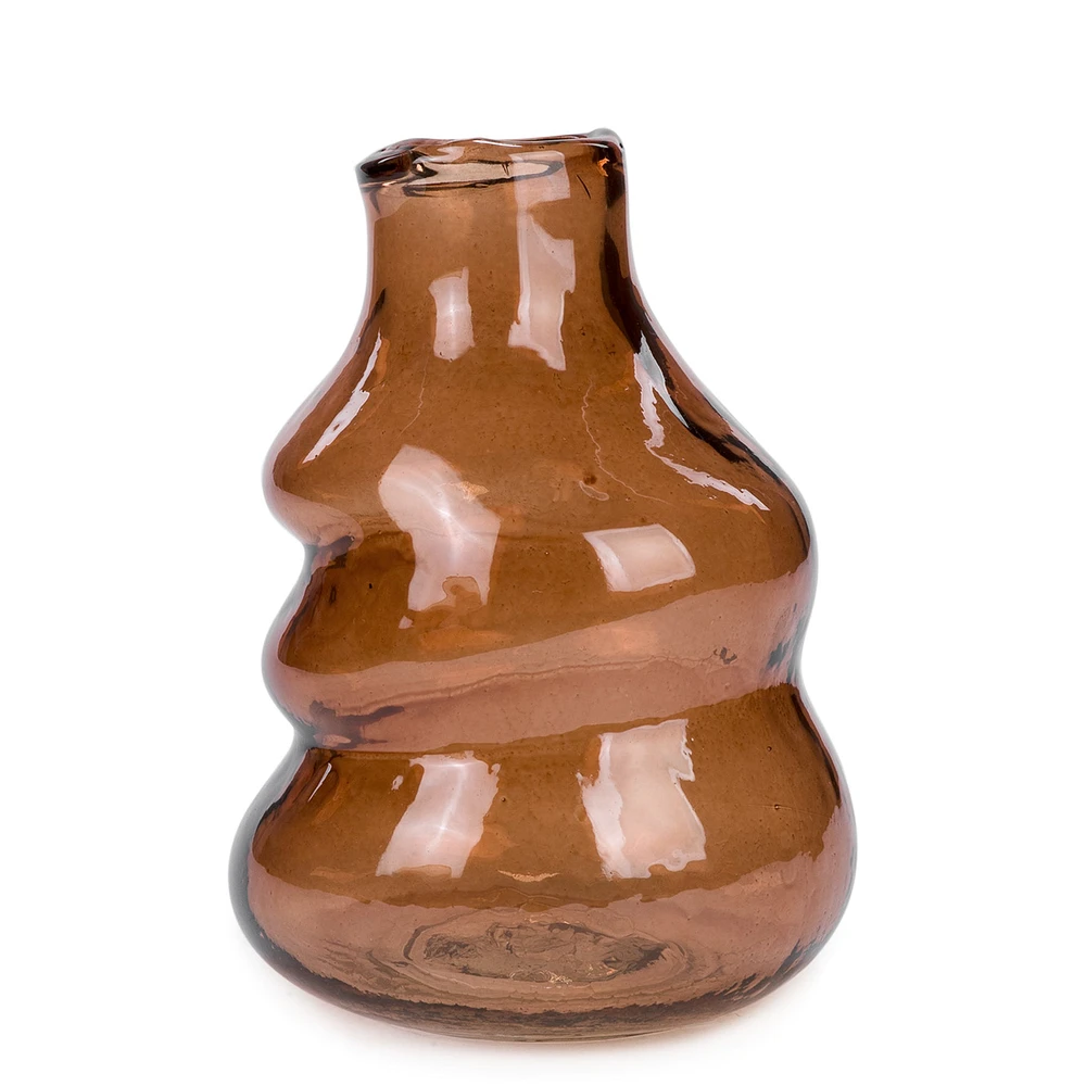 Vase abstrait en verre - Brun