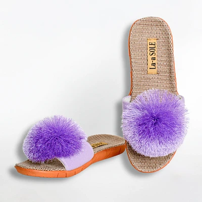 Sandales à pompon - Lilas