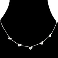 Pearl hearts necklace - Silver