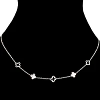 Collier trèfles perlés - Argent