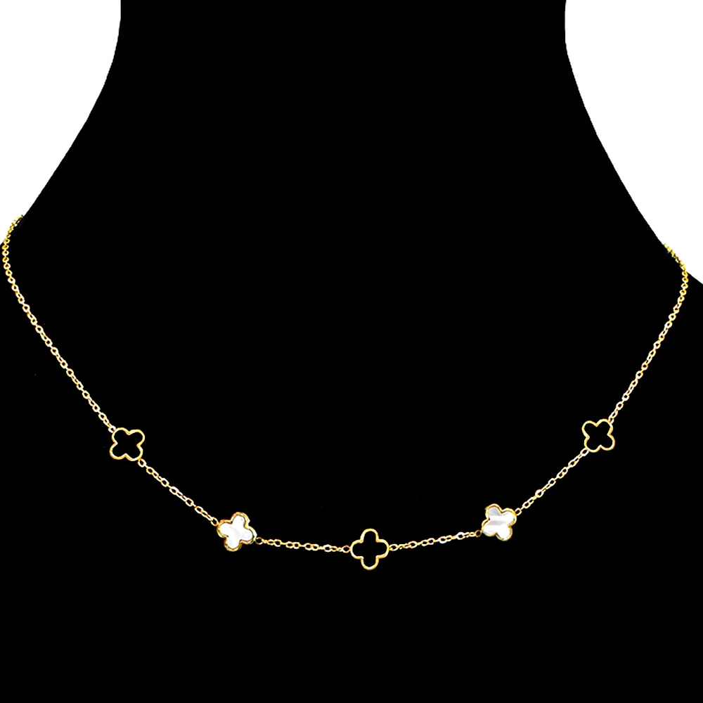 Pearl clover necklace - Gold