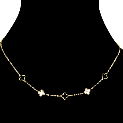 Collier trèfles perlés - Or