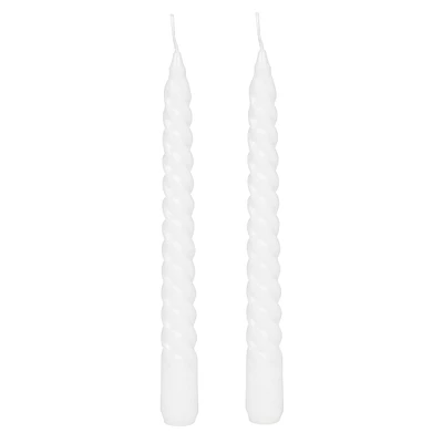 Set of 2 twisted candles - White