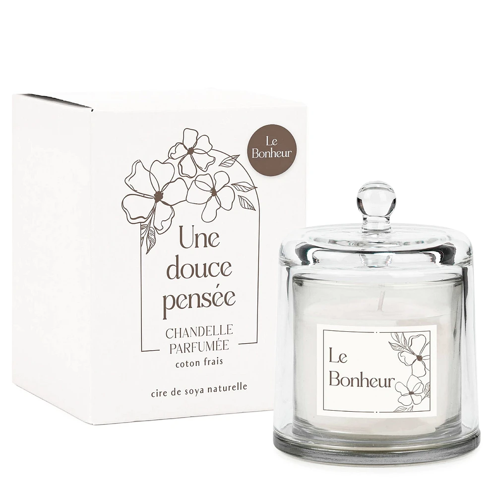 Glass cloche candle - Le bonheur