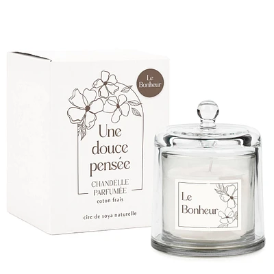 Glass cloche candle - Le bonheur
