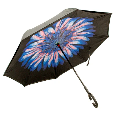 Reversible umbrella - Blue & pink flower