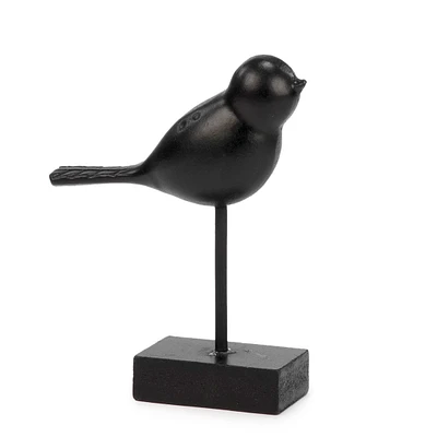 Petit oiseau noir sur pied