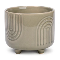 Rainbow pot on stand - Khaki