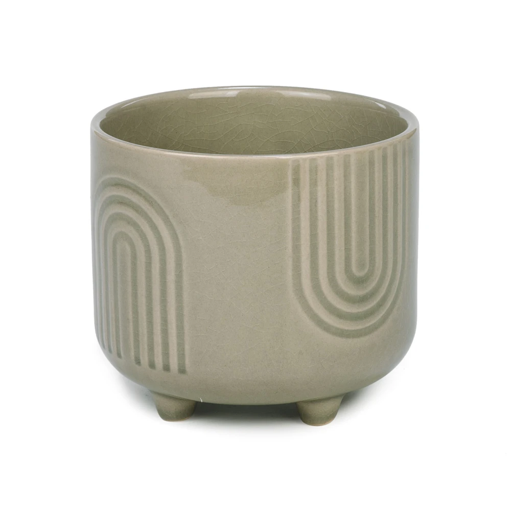 Rainbow pot on stand - Khaki