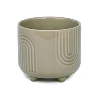 Rainbow pot on stand - Khaki