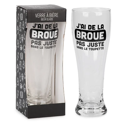 Verre à bière - J'ai de la broue dans le toupet