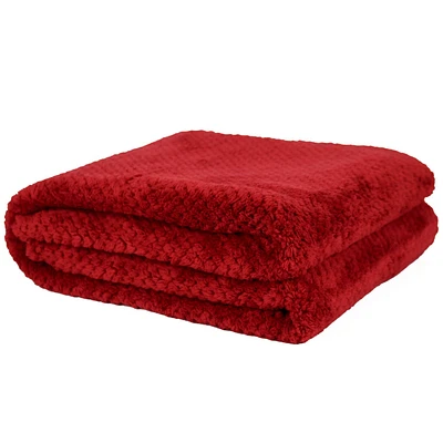 Kozy Textured throw - Cranberry red