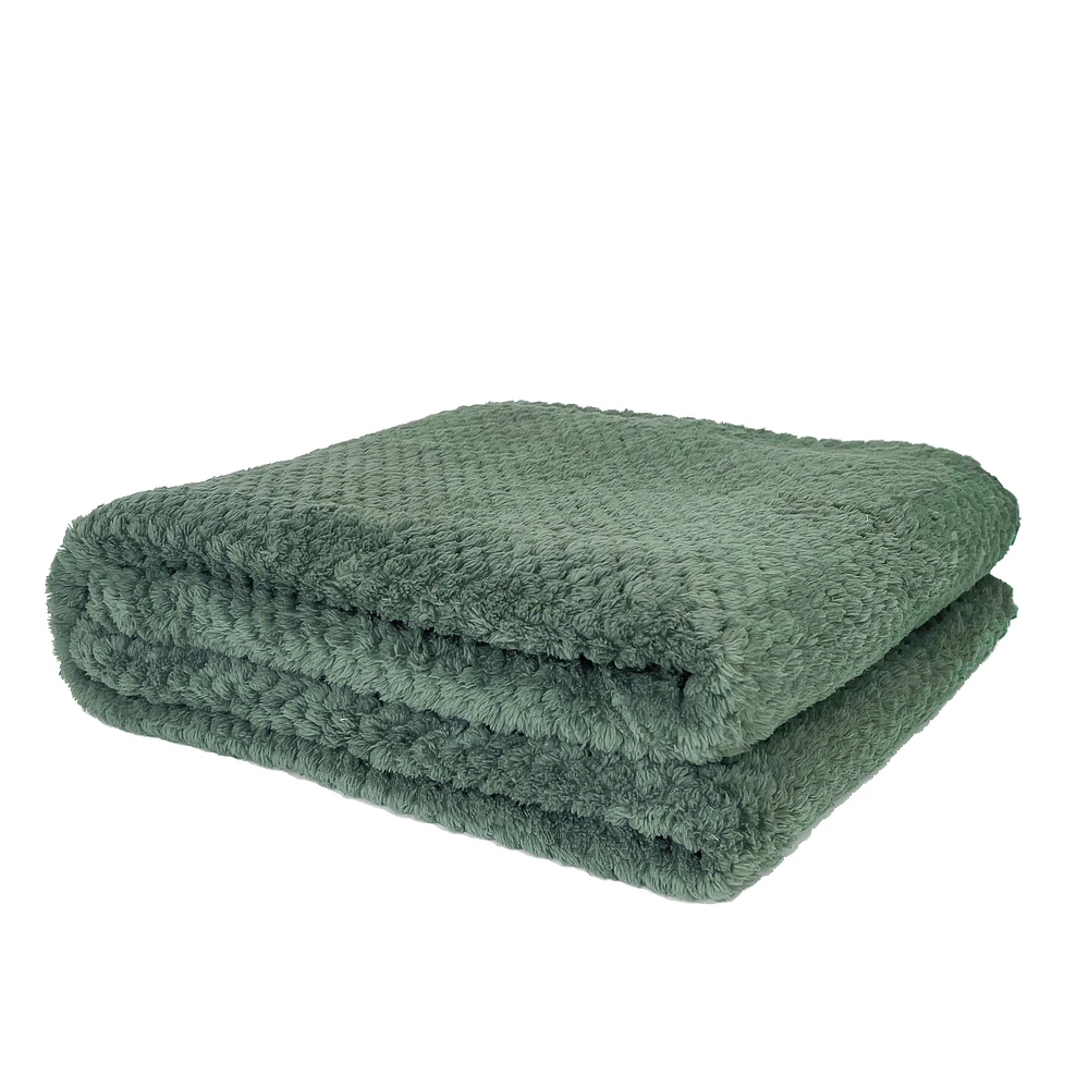 Kozy Textured throw - Forest green