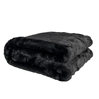 Faux rabbit fur throw - Black