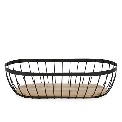 Oval basket - Metal & wood