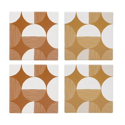 Set of 4 geo coasters - Ochre