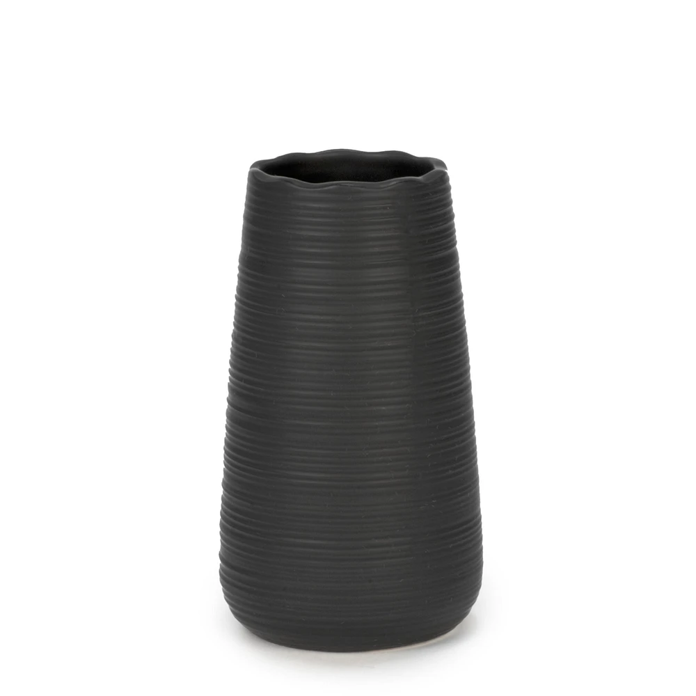 Vase strié noir - 6"