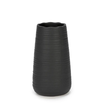 Vase strié noir - 6"