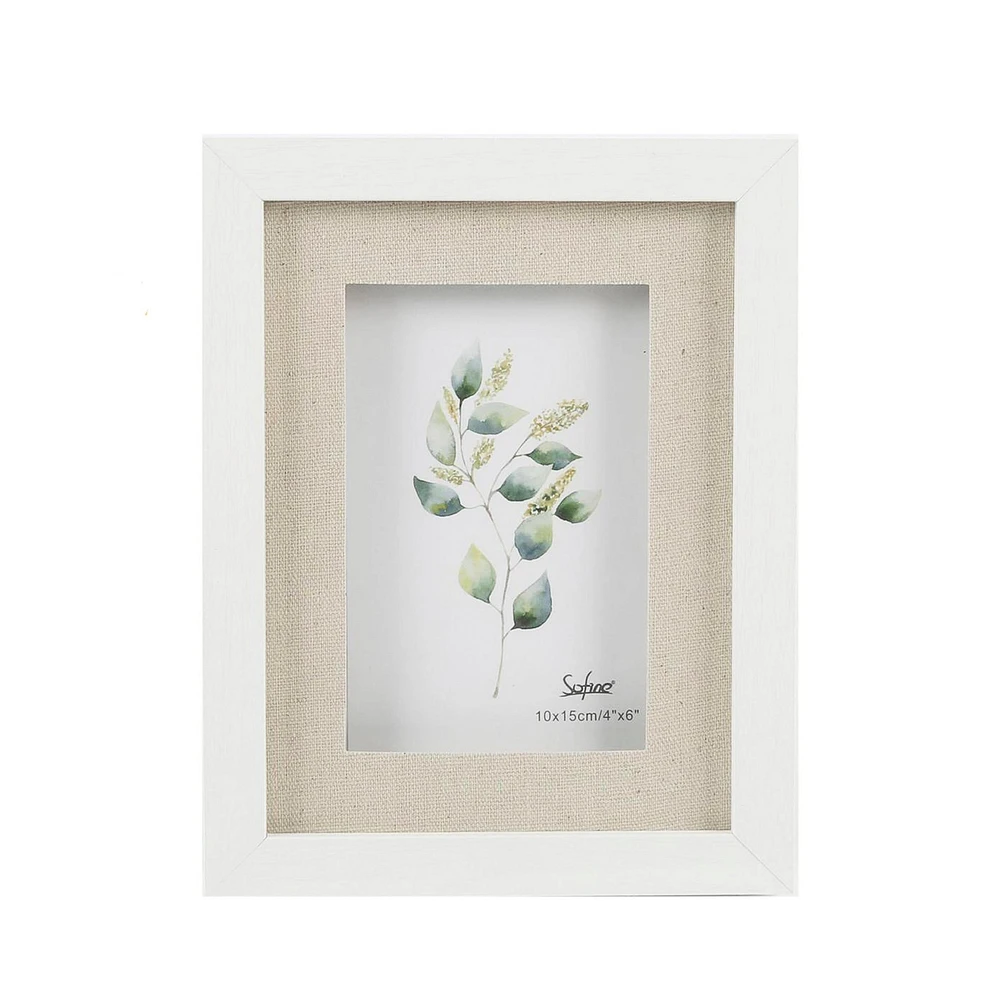 Cadre photo blanc et lin - 6 x 8