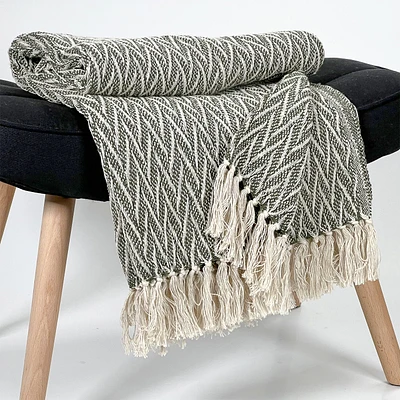 Fringe throw - Olive green