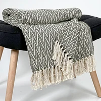 Fringe throw - Olive green