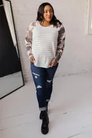 Camo & Stripes Raglan Top