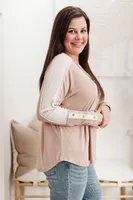 Coffee Date V Neck Top Taupe