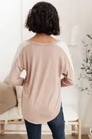 Coffee Date V Neck Top Taupe
