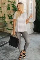 Cozy Stripes Top Gray