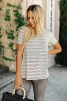 Cozy Stripes Top Gray