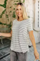 Cozy Stripes Top Gray