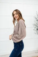 Flirty Feels Ribbed Top Taupe