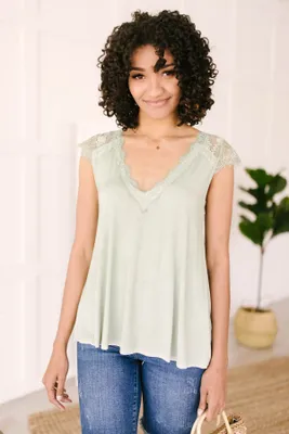 Garden and Lace Top Sage