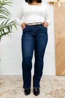 High Waist Slit Hem BootCut Jeans