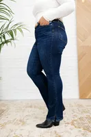 High Waist Slit Hem BootCut Jeans