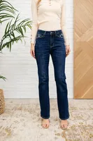 High Waist Slit Hem BootCut Jeans