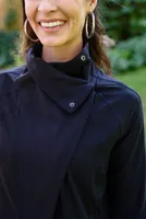 Janie Asymmetric Cowl Neck Jacket Black