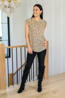 Kristen High Neck Flowy Dotted Blouse Taupe