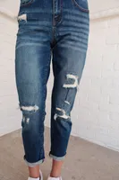 Mid-Rise Thermal Boyfriend Jeans