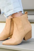 Mighty Fine Faux Leather Ankle Boots Toffee