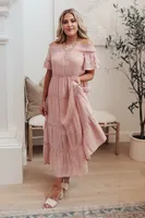 Olivia Tiered Maxi Dress Pink